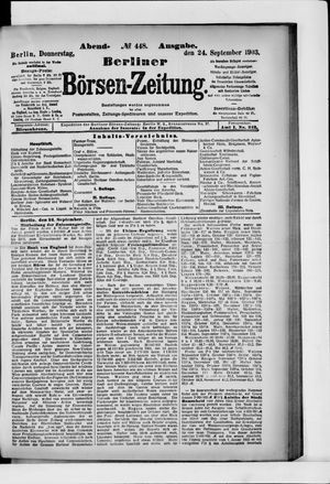 Berliner Börsen-Zeitung on Sep 24, 1903