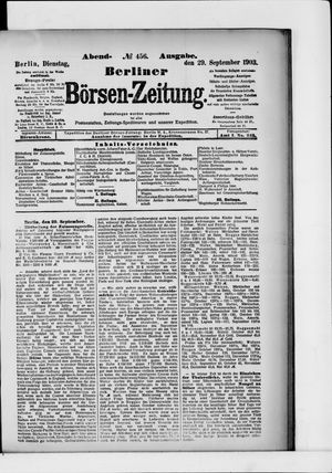 Berliner Börsen-Zeitung vom 29.09.1903