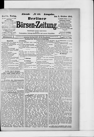 Berliner Börsen-Zeitung vom 05.10.1903