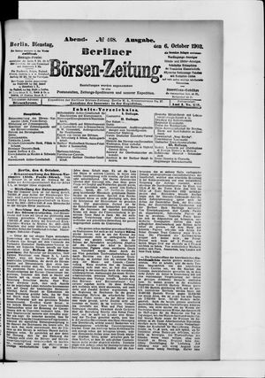 Berliner Börsen-Zeitung vom 06.10.1903