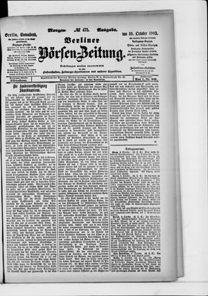 Berliner Börsen-Zeitung vom 10.10.1903