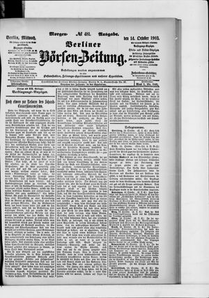 Berliner Börsen-Zeitung vom 14.10.1903