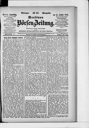 Berliner Börsen-Zeitung vom 15.10.1903