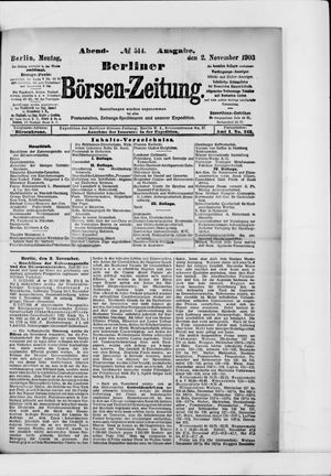 Berliner Börsen-Zeitung on Nov 2, 1903