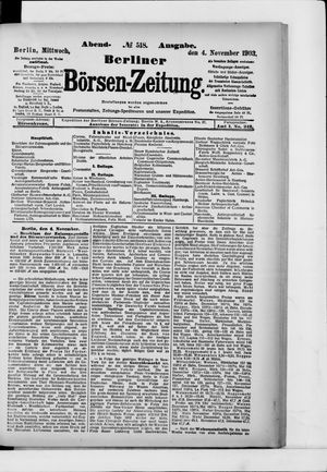 Berliner Börsen-Zeitung vom 04.11.1903