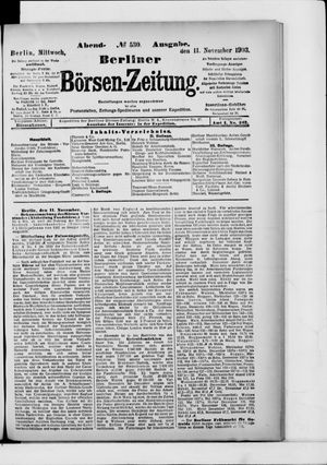 Berliner Börsen-Zeitung vom 11.11.1903