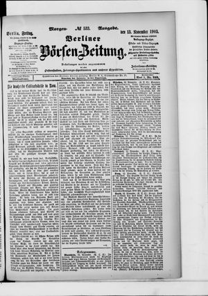 Berliner Börsen-Zeitung vom 13.11.1903