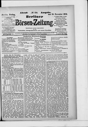 Berliner Börsen-Zeitung vom 13.11.1903