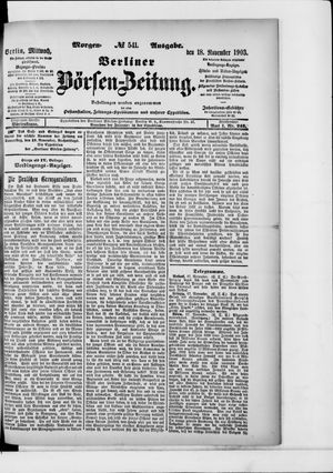 Berliner Börsen-Zeitung vom 18.11.1903