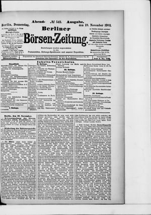 Berliner Börsen-Zeitung vom 19.11.1903