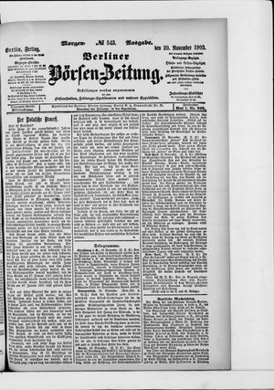 Berliner Börsen-Zeitung vom 20.11.1903