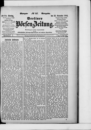 Berliner Börsen-Zeitung vom 22.11.1903