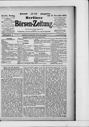 Berliner Börsen-Zeitung vom 23.11.1903