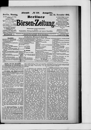 Berliner Börsen-Zeitung vom 24.11.1903