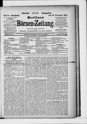 Berliner Börsen-Zeitung vom 28.11.1903