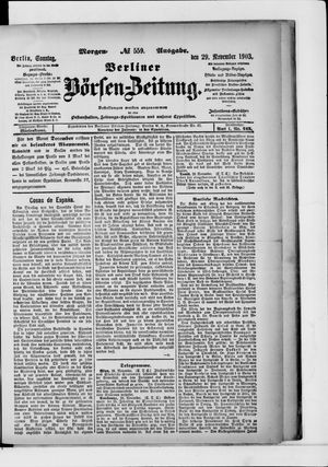 Berliner Börsen-Zeitung vom 29.11.1903