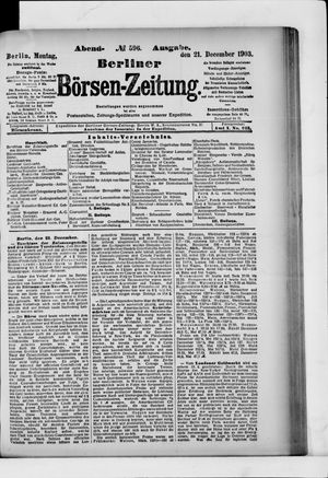 Berliner Börsen-Zeitung on Dec 21, 1903