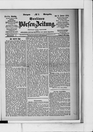 Berliner Börsen-Zeitung on Jan 3, 1904