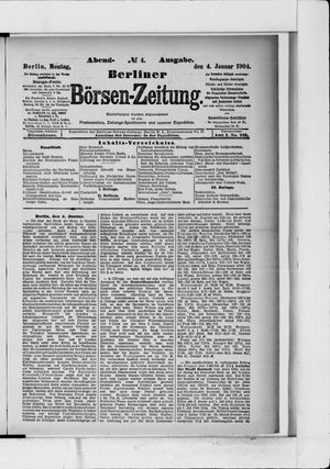 Berliner Börsen-Zeitung vom 04.01.1904