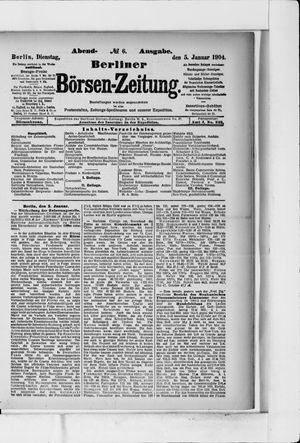 Berliner Börsen-Zeitung on Jan 5, 1904