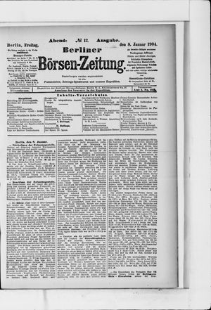 Berliner Börsen-Zeitung vom 08.01.1904