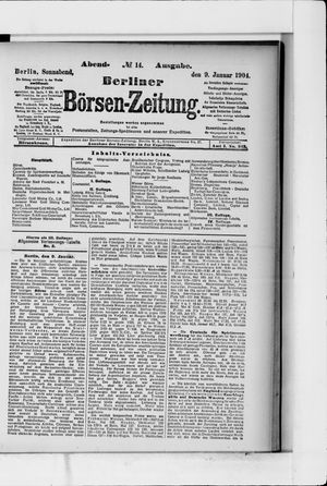 Berliner Börsen-Zeitung vom 09.01.1904