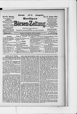 Berliner Börsen-Zeitung vom 11.01.1904