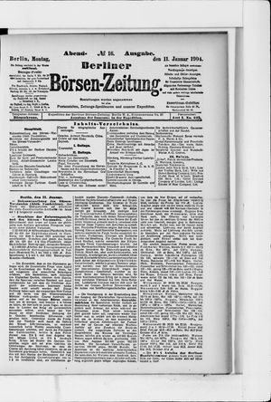 Berliner Börsen-Zeitung on Jan 11, 1904