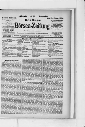 Berliner Börsen-Zeitung on Jan 20, 1904