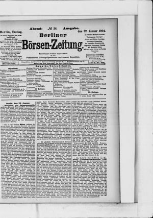 Berliner Börsen-Zeitung vom 22.01.1904