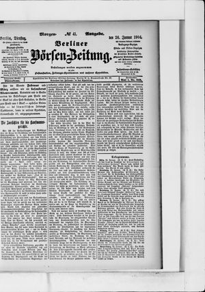 Berliner Börsen-Zeitung vom 26.01.1904