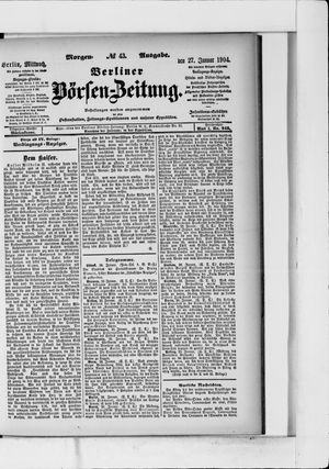 Berliner Börsen-Zeitung vom 27.01.1904