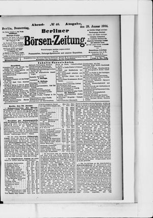 Berliner Börsen-Zeitung vom 28.01.1904