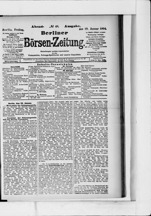 Berliner Börsen-Zeitung on Jan 29, 1904