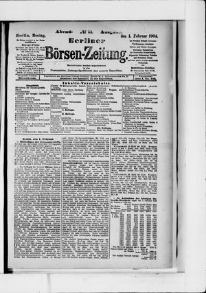 Berliner Börsen-Zeitung vom 01.02.1904