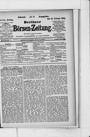 Berliner Börsen-Zeitung on Feb 12, 1904