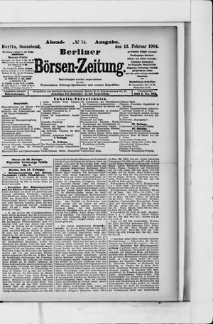 Berliner Börsen-Zeitung vom 13.02.1904