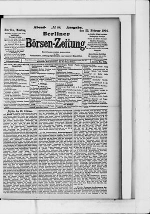 Berliner Börsen-Zeitung vom 22.02.1904
