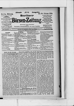 Berliner Börsen-Zeitung vom 24.02.1904