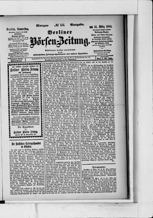Berliner Börsen-Zeitung vom 31.03.1904