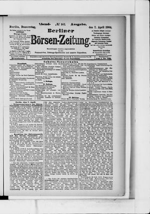 Berliner Börsen-Zeitung vom 07.04.1904