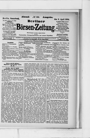 Berliner Börsen-Zeitung vom 09.04.1904