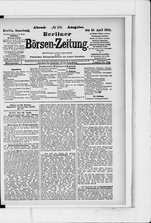 Berliner Börsen-Zeitung on Apr 16, 1904