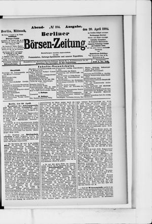 Berliner Börsen-Zeitung vom 20.04.1904