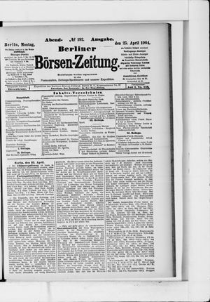 Berliner Börsen-Zeitung vom 25.04.1904
