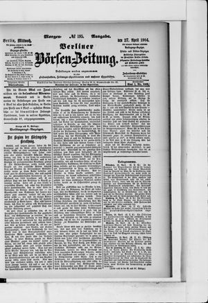 Berliner Börsen-Zeitung vom 27.04.1904