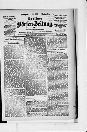 Berliner Börsen-Zeitung vom 01.05.1904