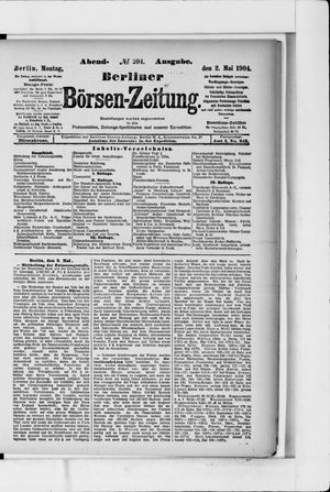 Berliner Börsen-Zeitung vom 02.05.1904