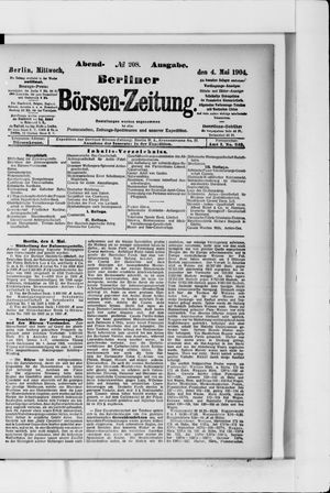 Berliner Börsen-Zeitung vom 04.05.1904
