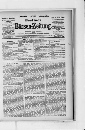 Berliner Börsen-Zeitung vom 06.05.1904